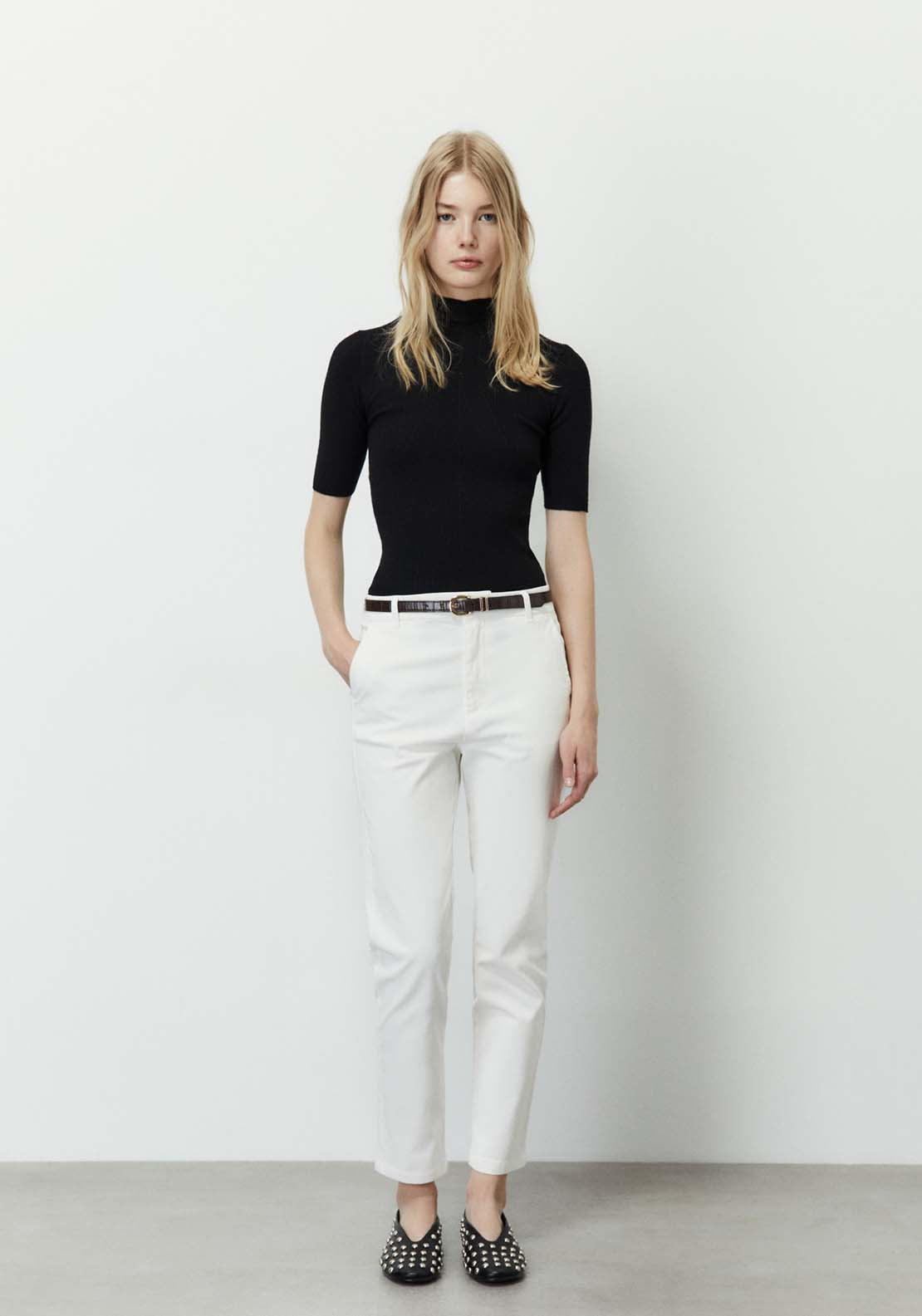 Sfera Belted Chino Trousers - Off White 1 Shaws Department Stores