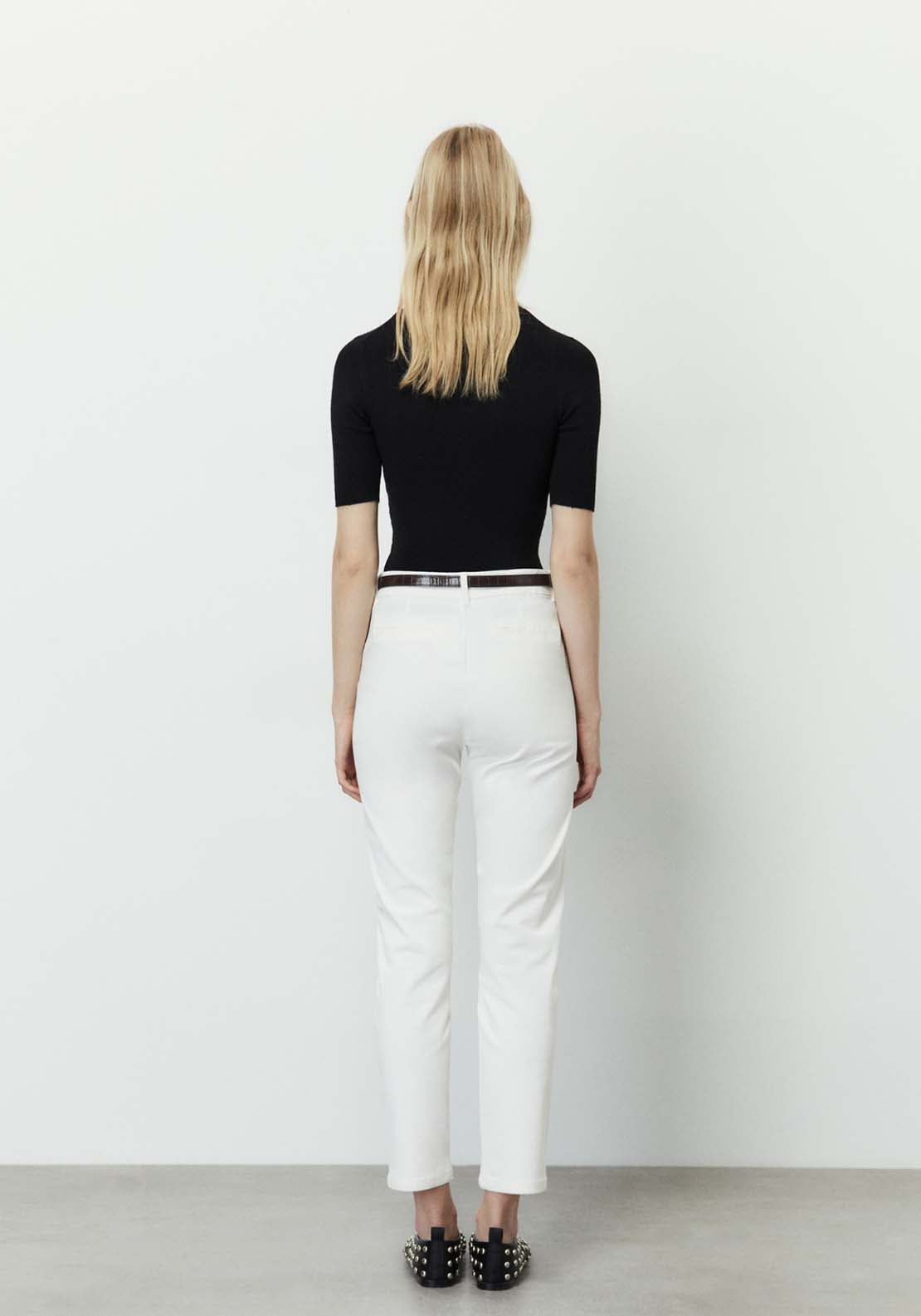 Sfera Belted Chino Trousers - Off White 3 Shaws Department Stores