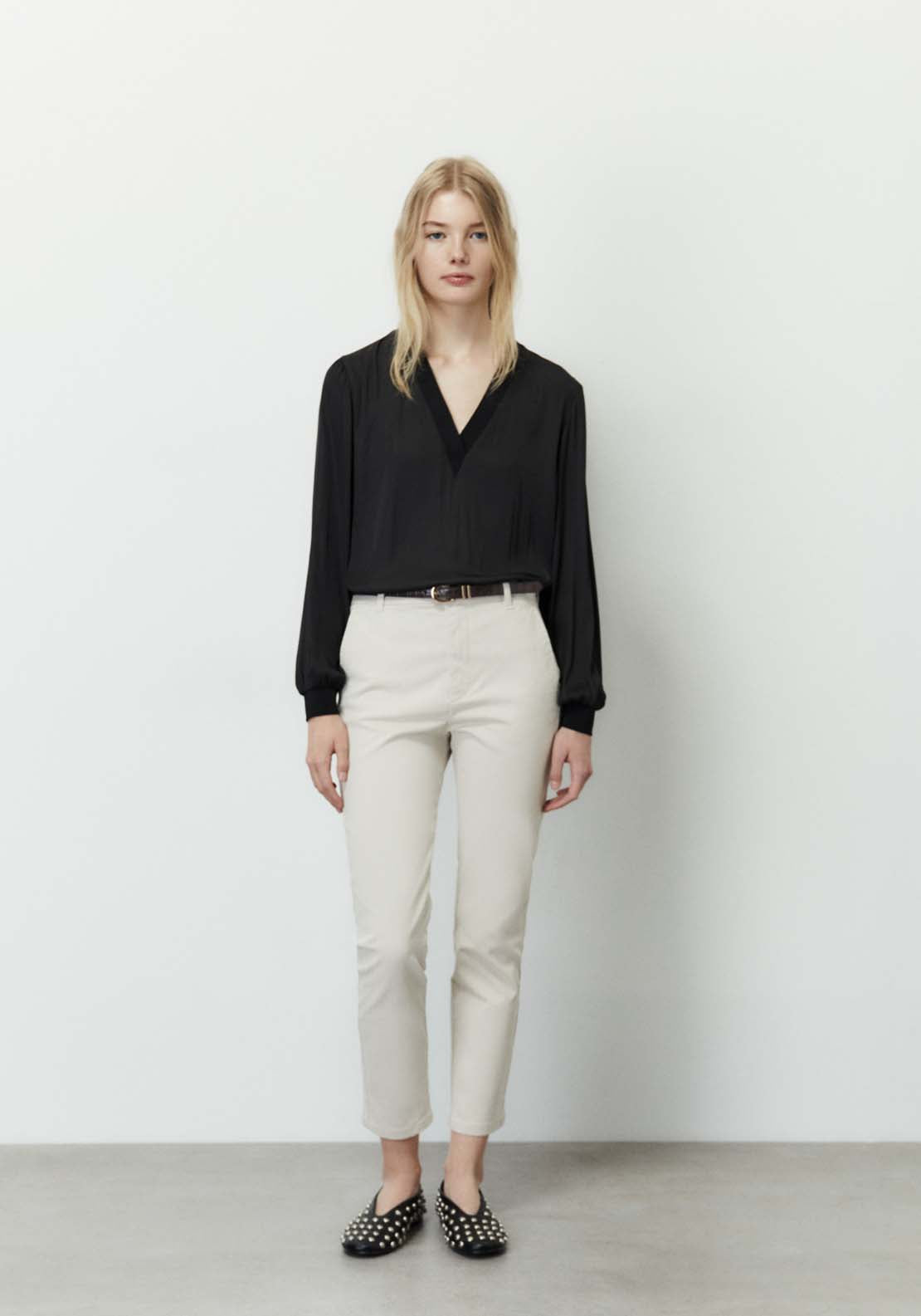 Sfera Belted chino trousers - Stone 2 Shaws Department Stores