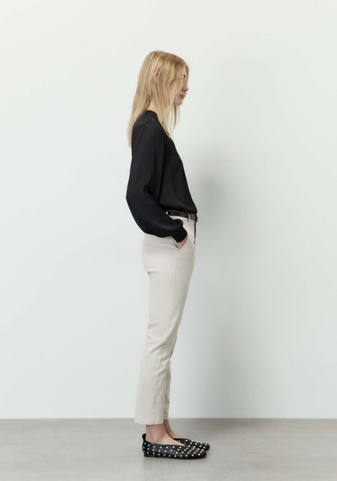 Sfera Belted chino trousers - Stone 3 Shaws Department Stores