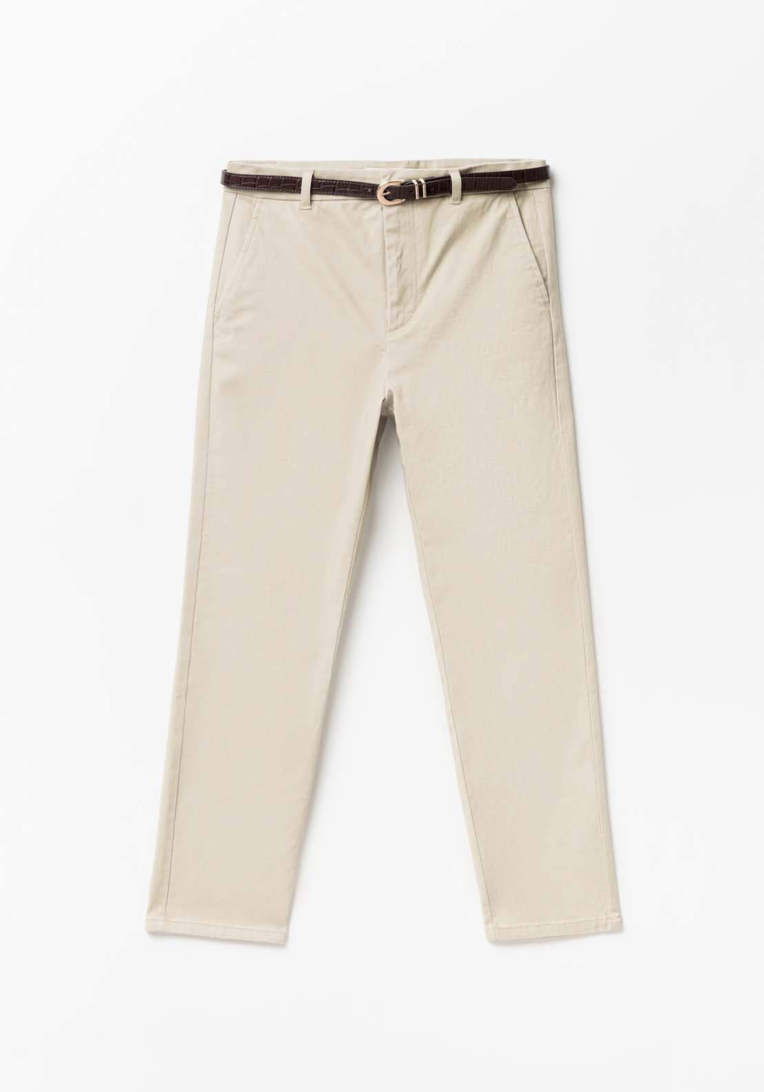 Sfera Belted chino trousers - Stone 7 Shaws Department Stores