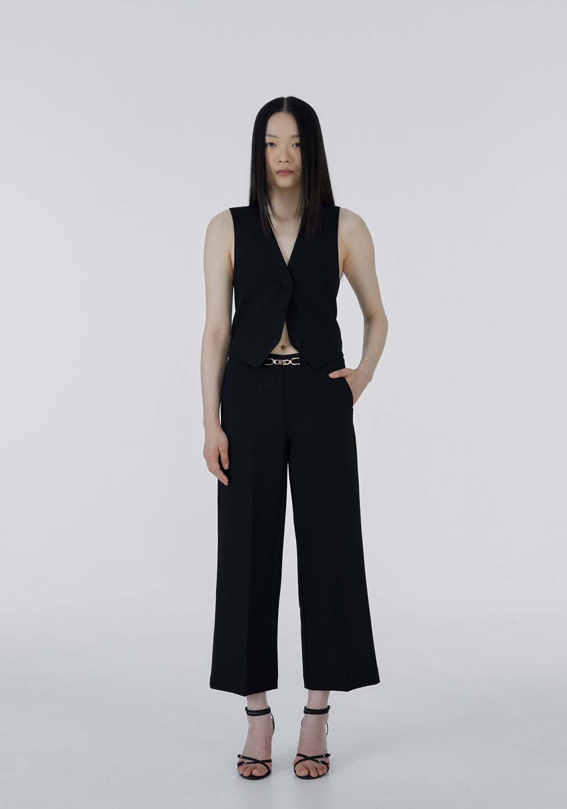 Sfera Buckle wide-leg trousers - Black 2 Shaws Department Stores