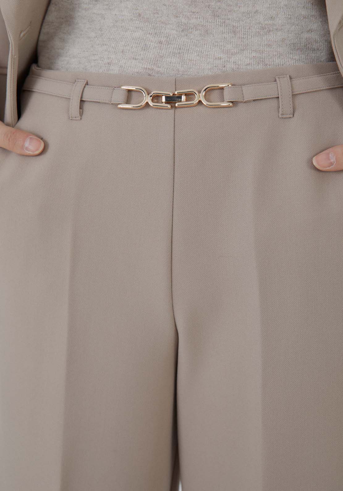 Sfera Buckle wide-leg trousers - Camel 2 Shaws Department Stores