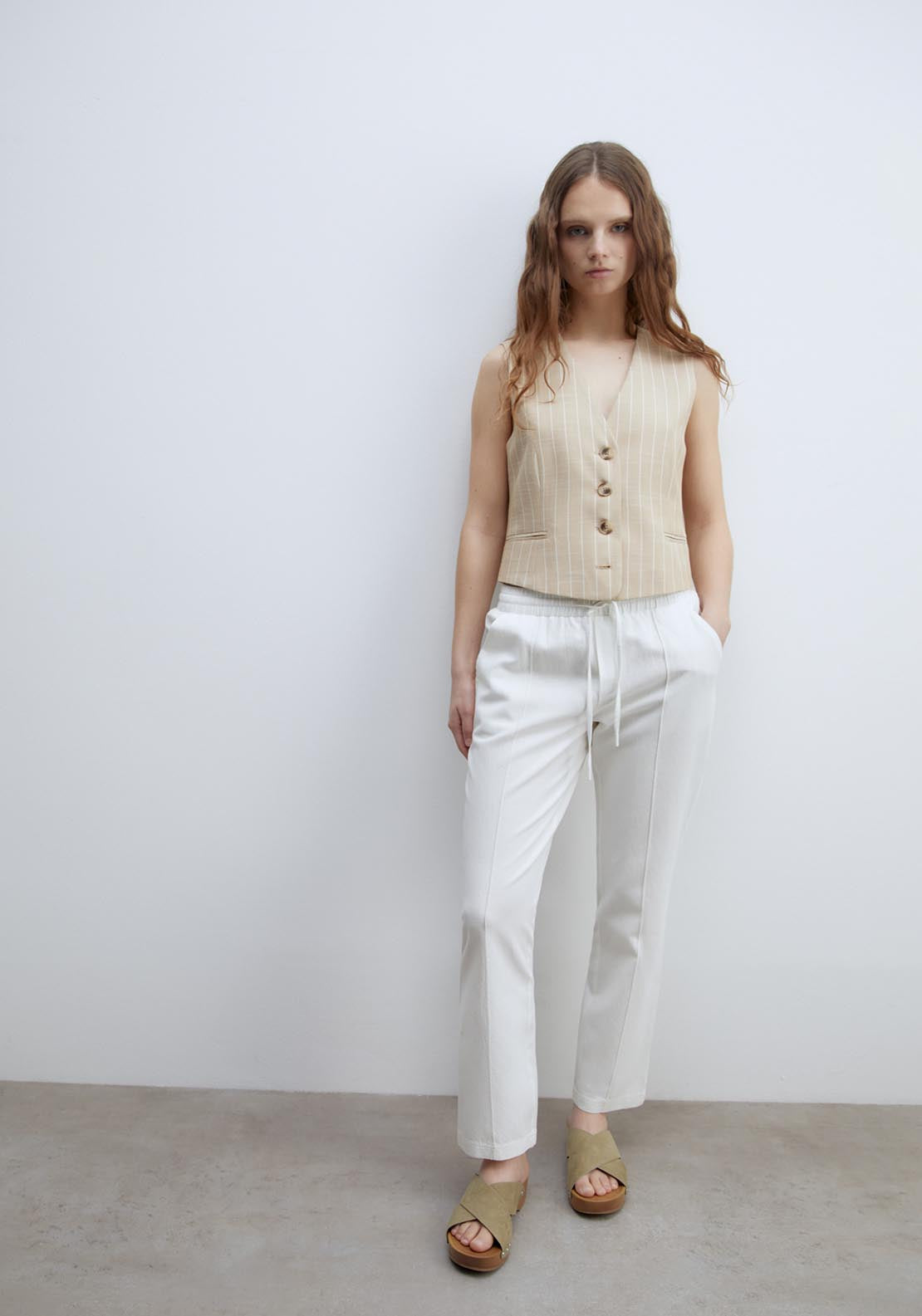 Sfera Loose Fit Linen Trousers - White 5 Shaws Department Stores