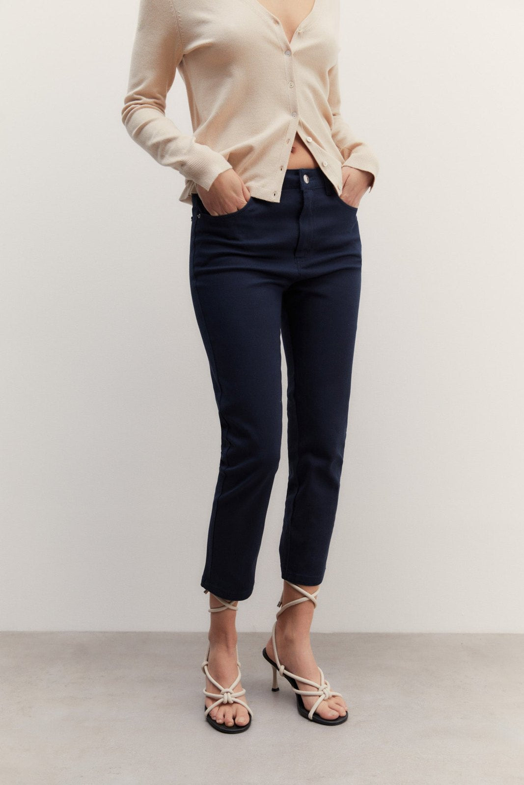 Sfera Twill capri trousers - Navy 3 Shaws Department Stores