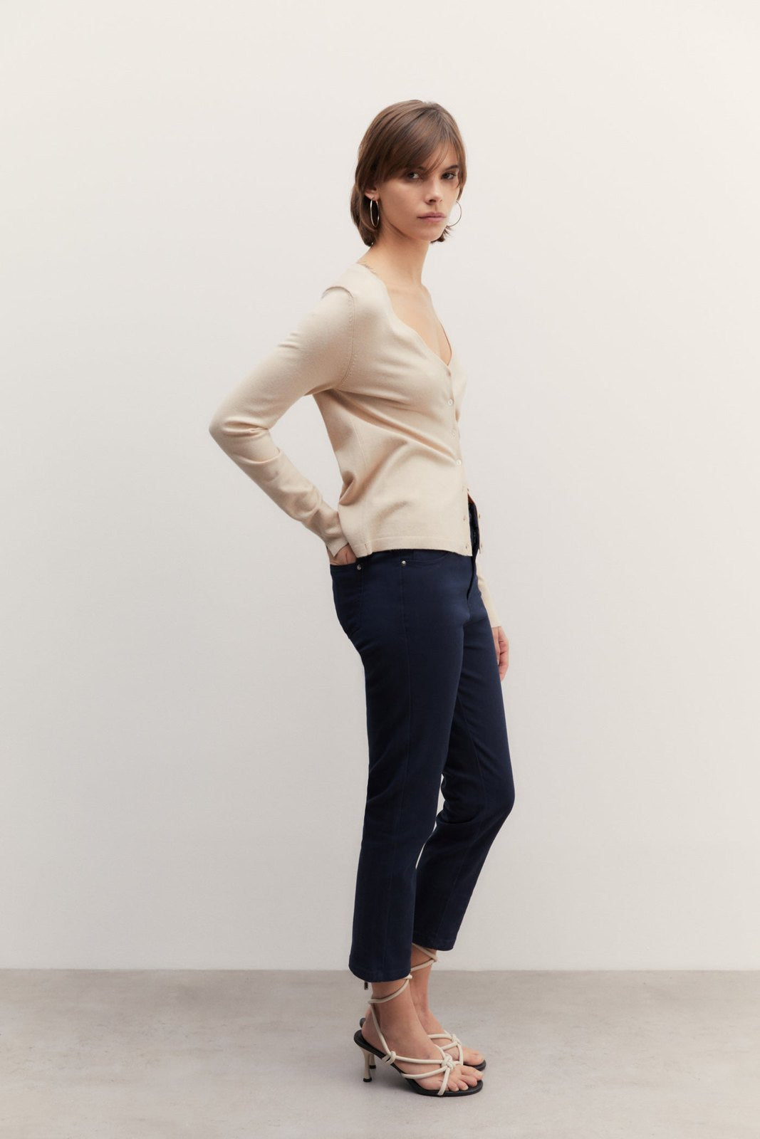 Sfera Twill capri trousers - Navy 4 Shaws Department Stores