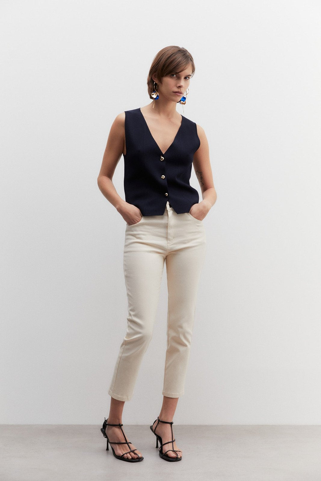 Sfera Twill capri trousers - Grey 1 Shaws Department Stores