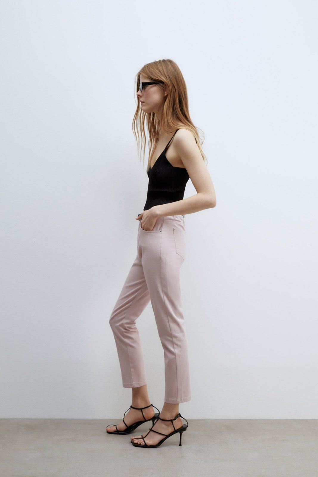 Sfera Twill capri trousers - Pink Light 1 Shaws Department Stores