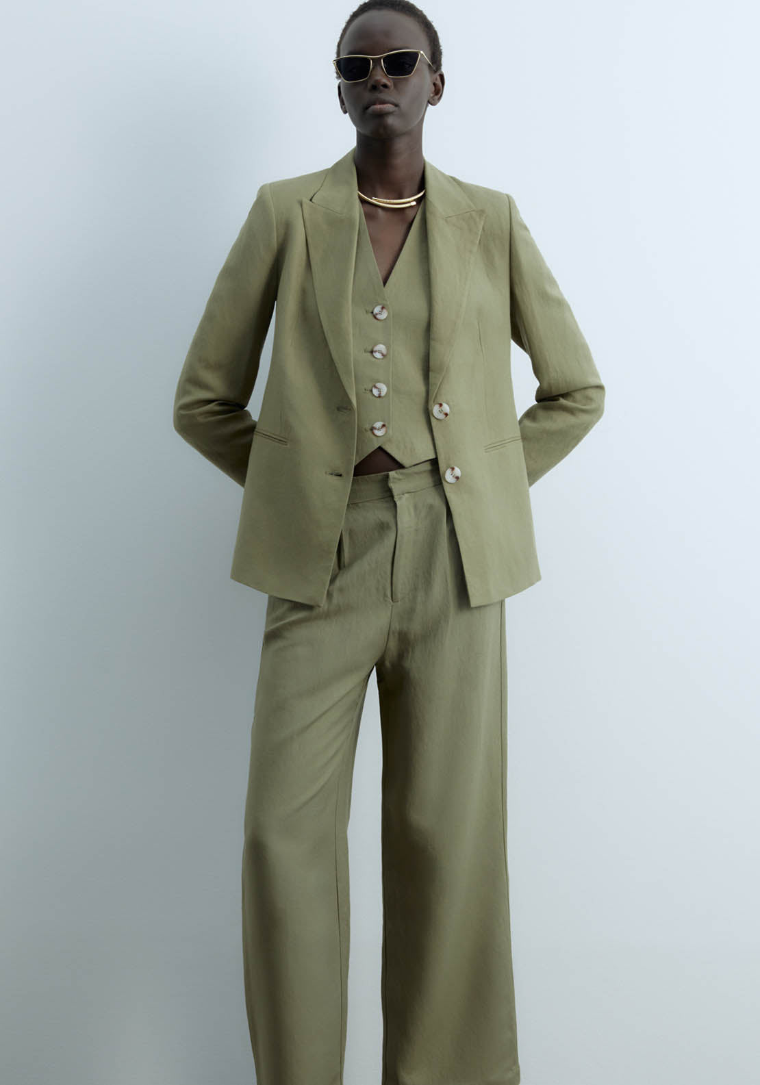 Sfera Formal Linen Trousers - Khaki 1 Shaws Department Stores
