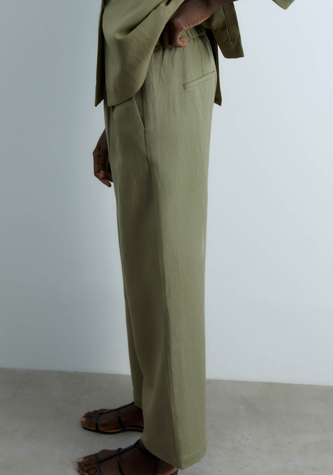 Sfera Formal Linen Trousers - Khaki 4 Shaws Department Stores