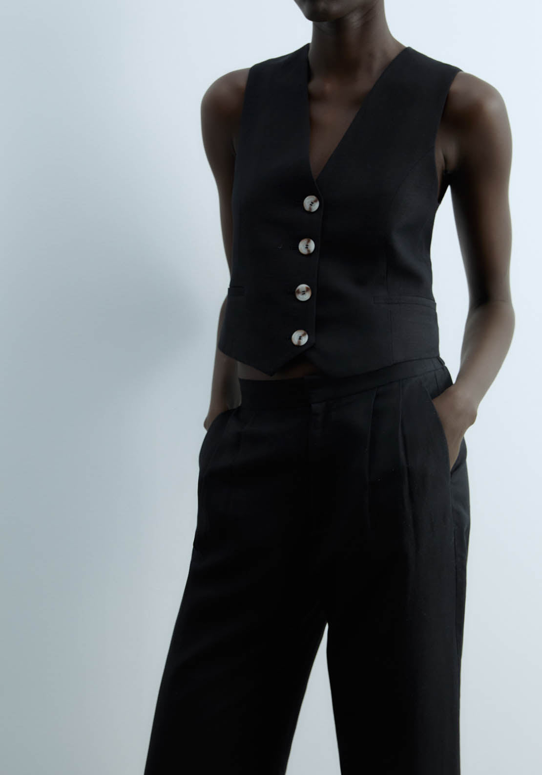 Sfera Formal Linen Trousers - Black 2 Shaws Department Stores