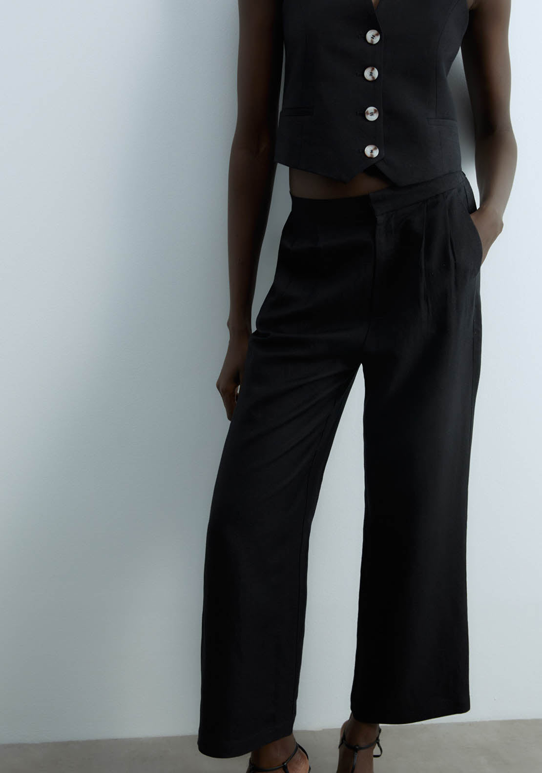 Sfera Formal Linen Trousers - Black 3 Shaws Department Stores
