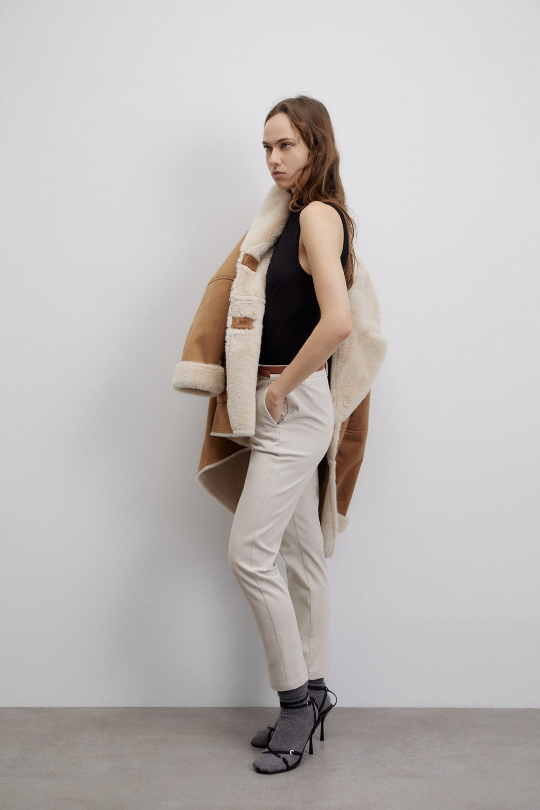 Sfera Belted chino trousers - Grey 4 Shaws Department Stores