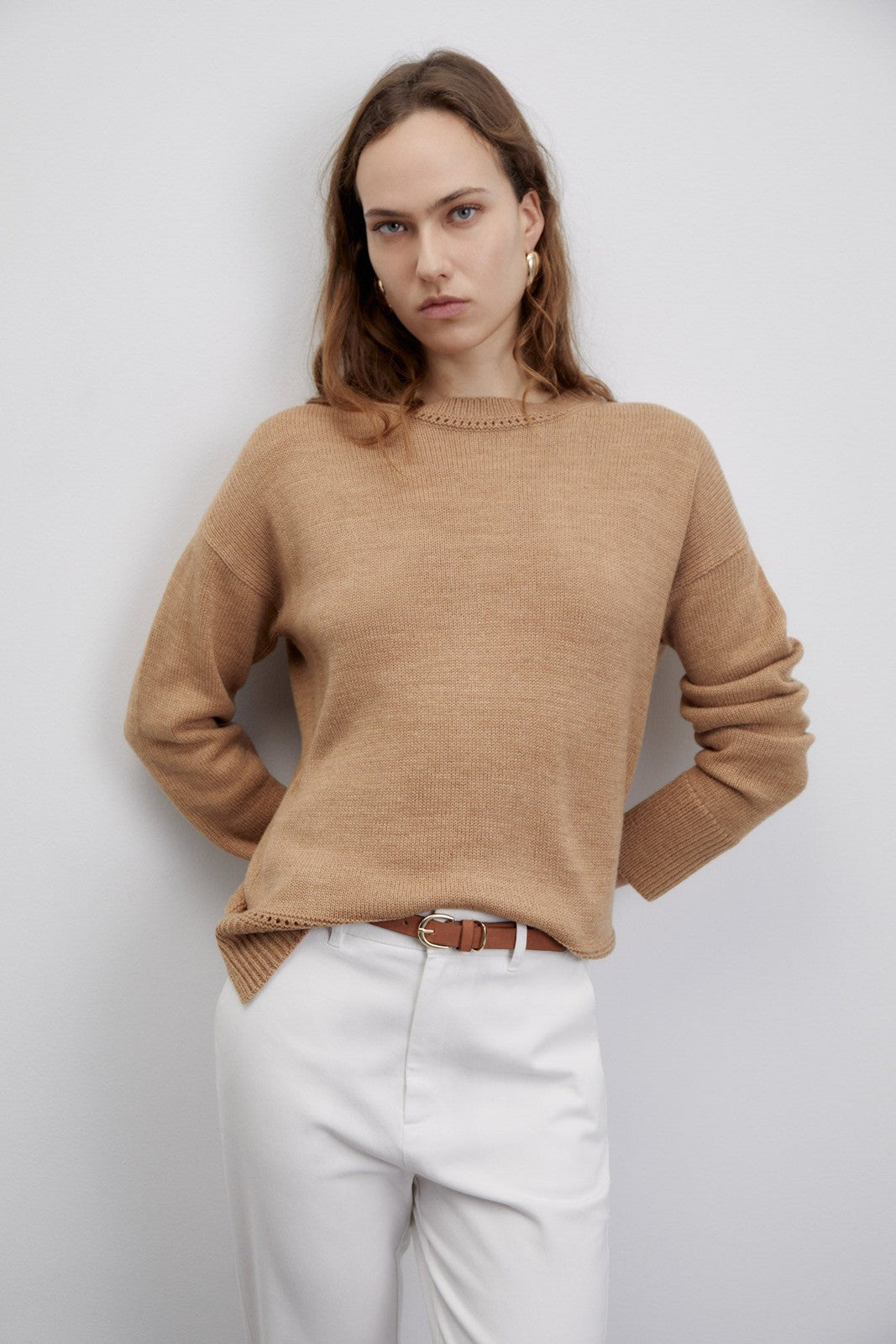 Sfera Belted chino trousers - White 5 Shaws Department Stores