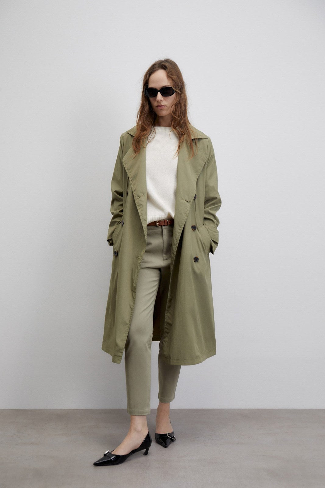 Sfera Belted chino trousers - Khaki 2 Shaws Department Stores