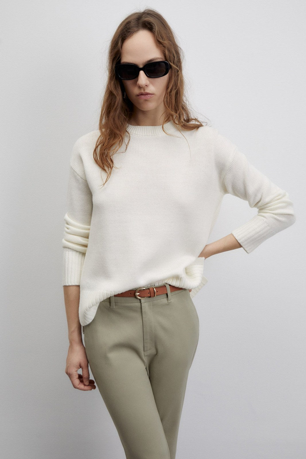 Sfera Belted chino trousers - Khaki 6 Shaws Department Stores