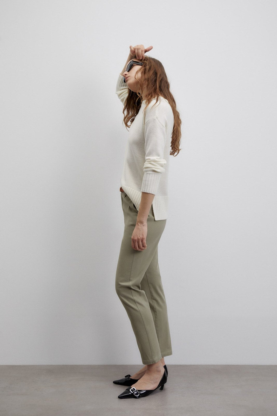 Sfera Belted chino trousers - Khaki 3 Shaws Department Stores