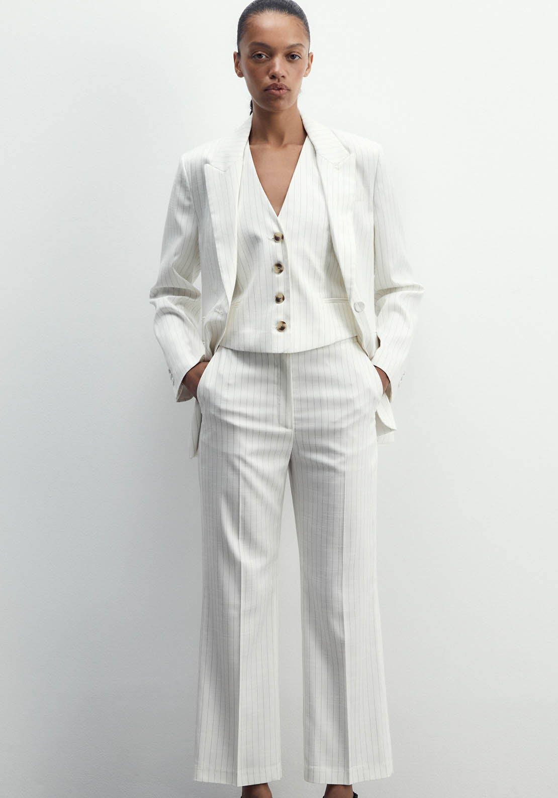 Sfera Stripes Suit Trousers - Black 1 Shaws Department Stores