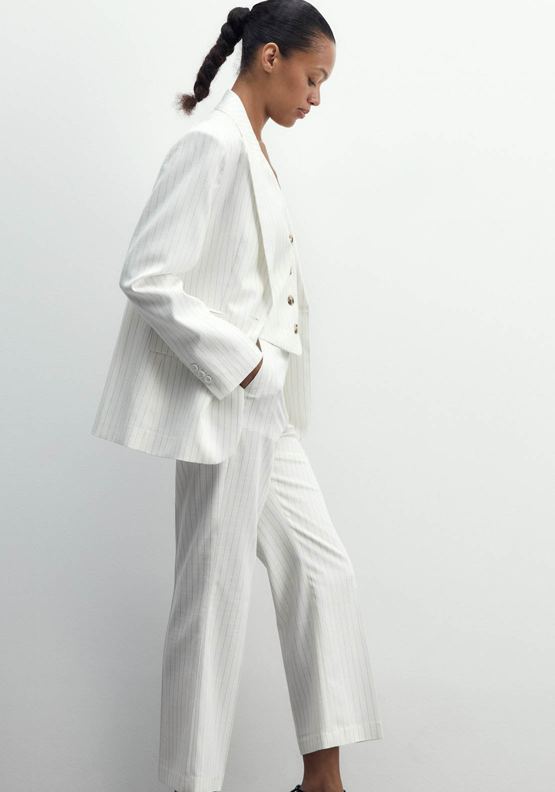 Sfera Stripes Suit Trousers - Black 3 Shaws Department Stores