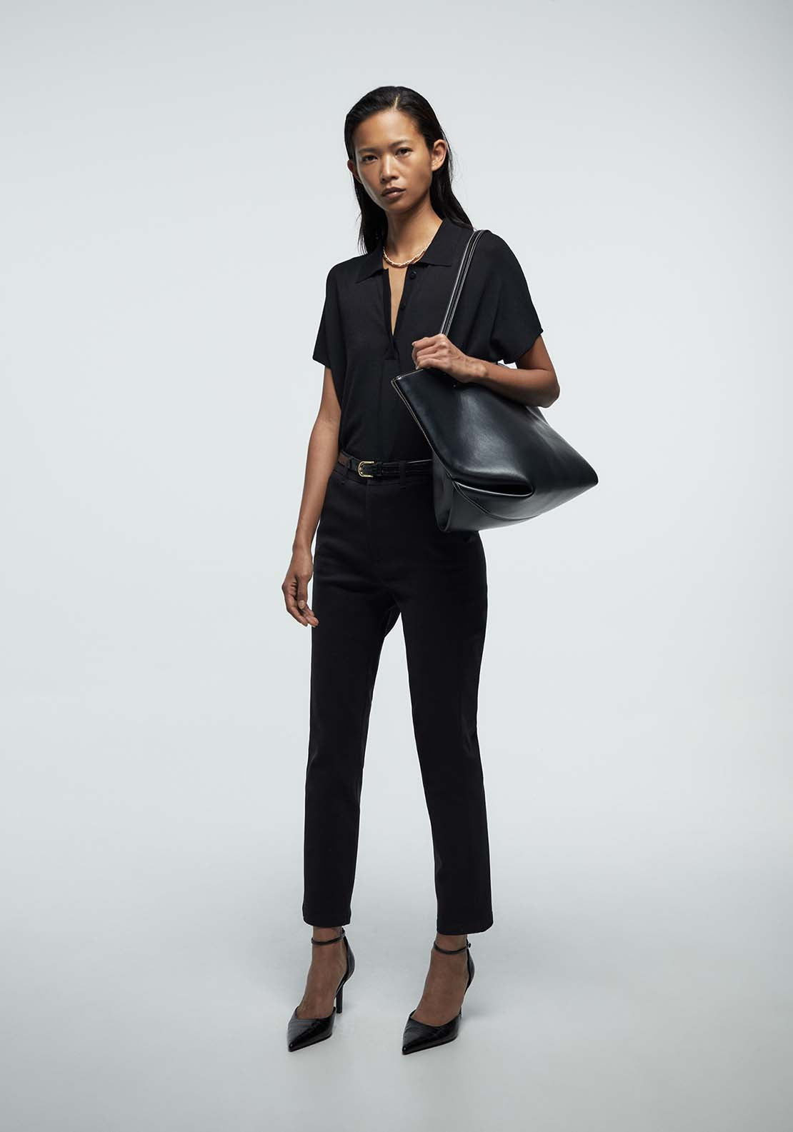 Belted Chino Trousers - Black
