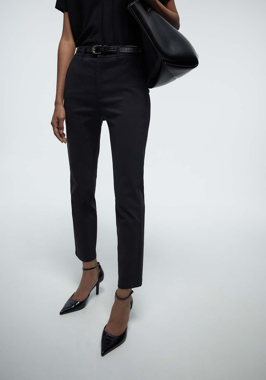 Belted Chino Trousers - Black