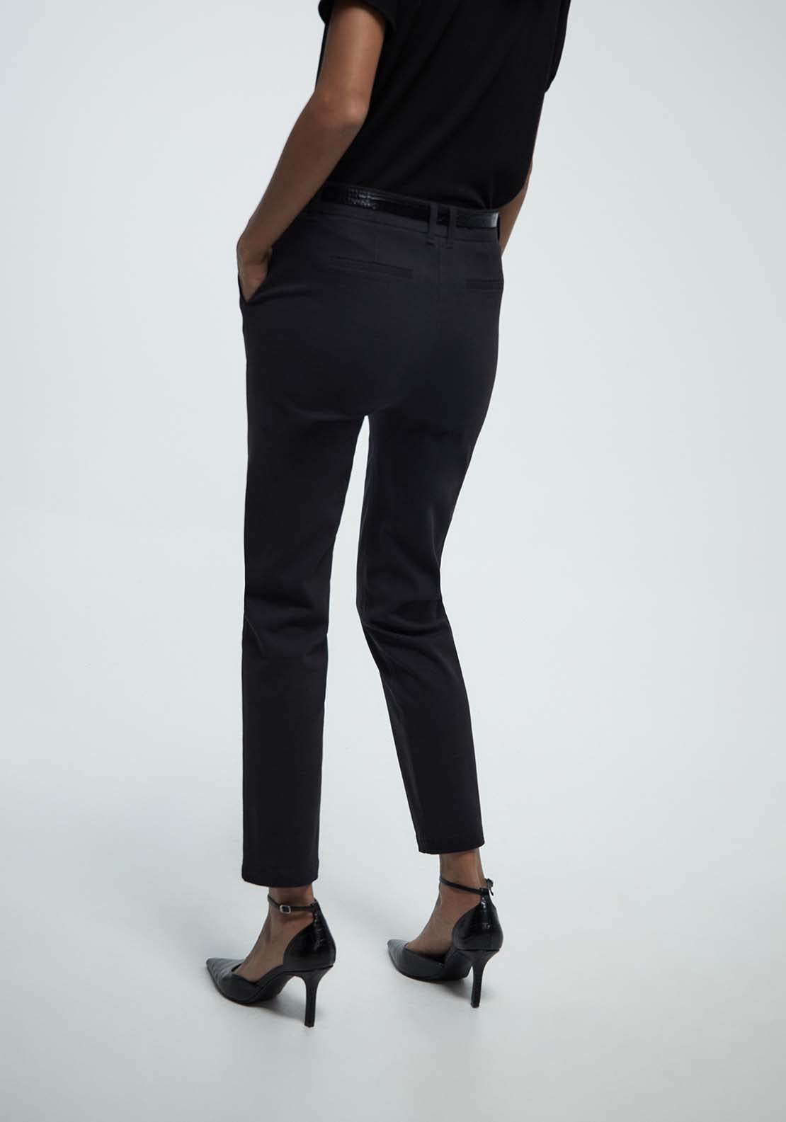 Belted Chino Trousers - Black