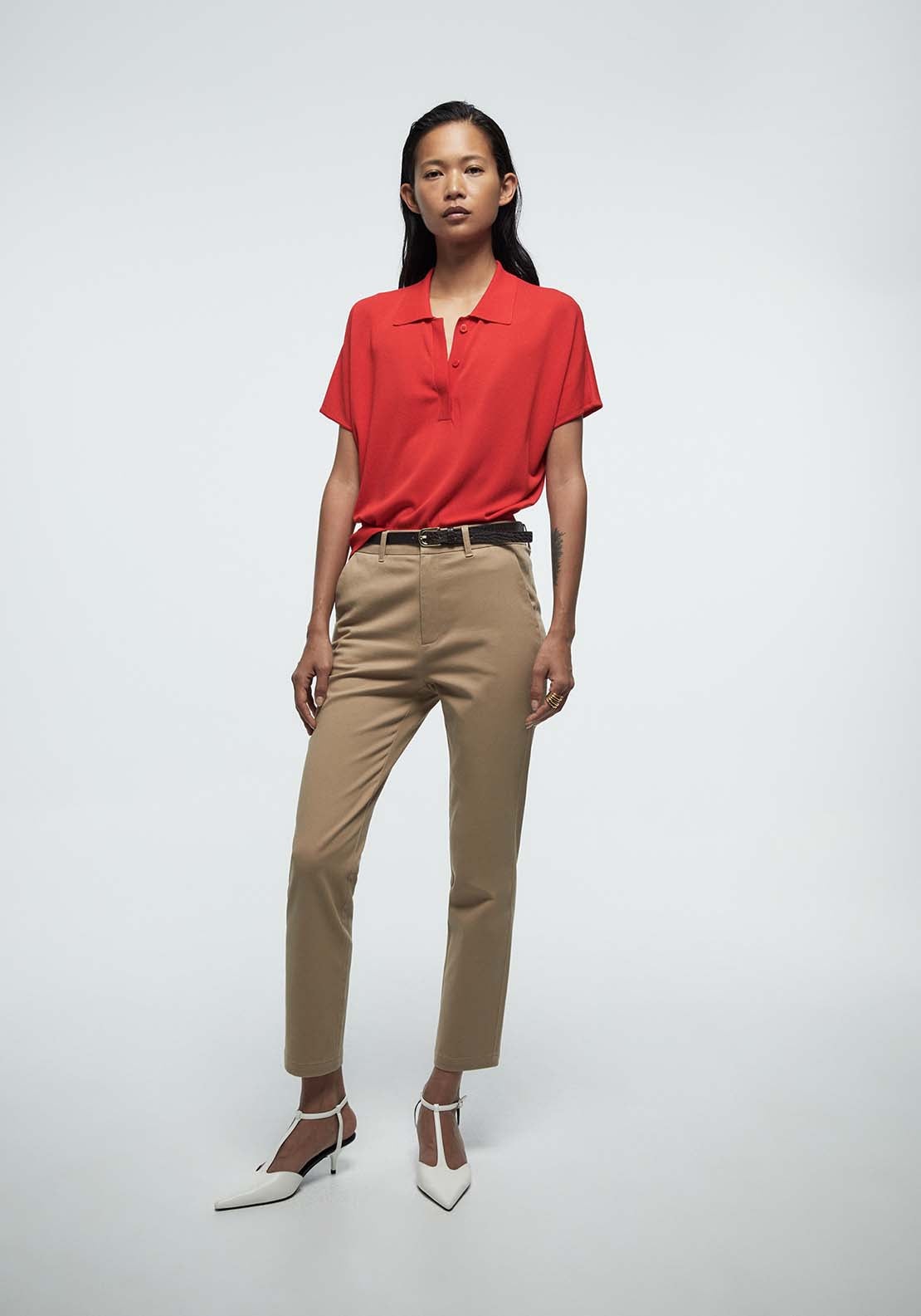 Belted Chino Trousers - Brown