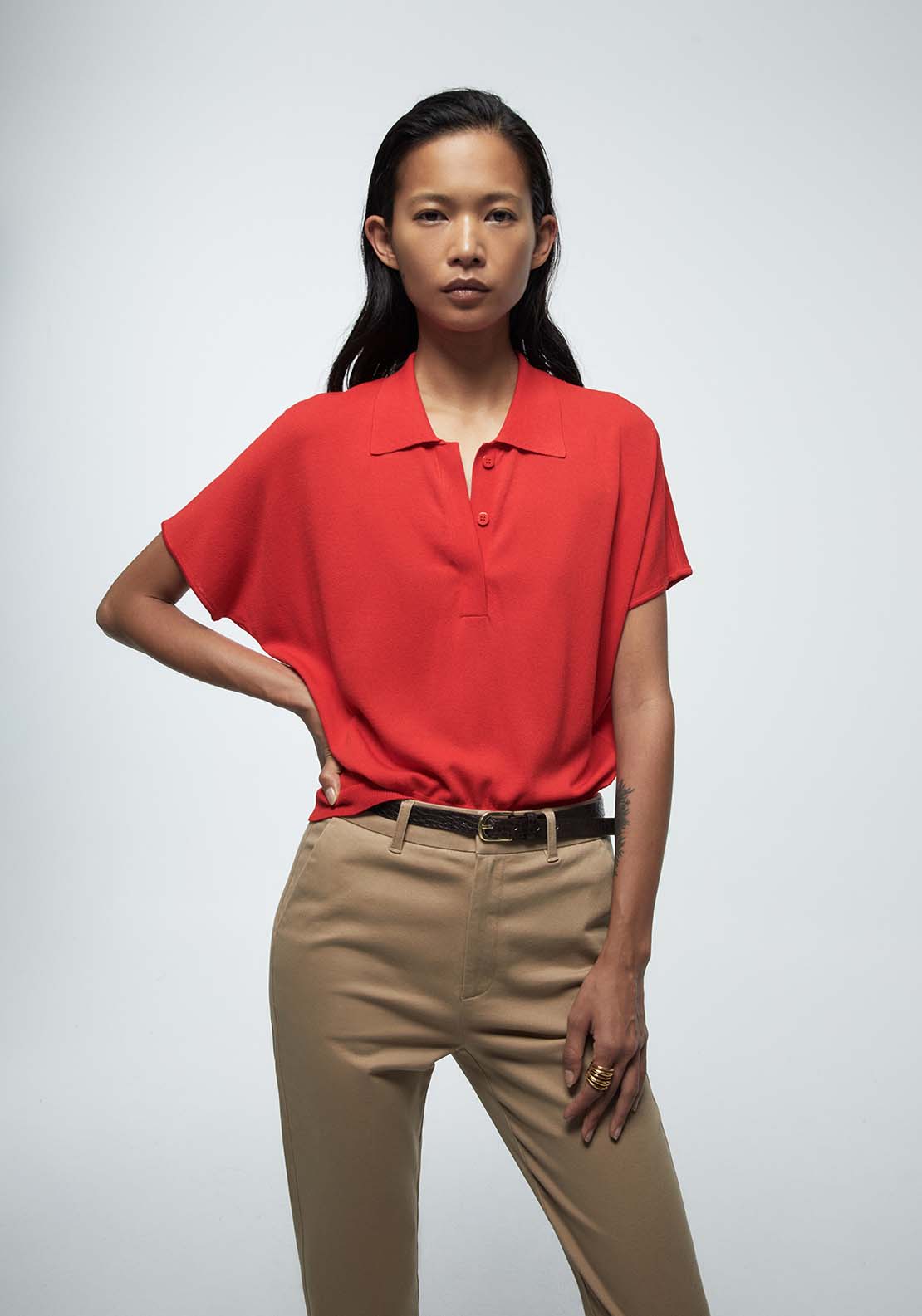Belted Chino Trousers - Brown