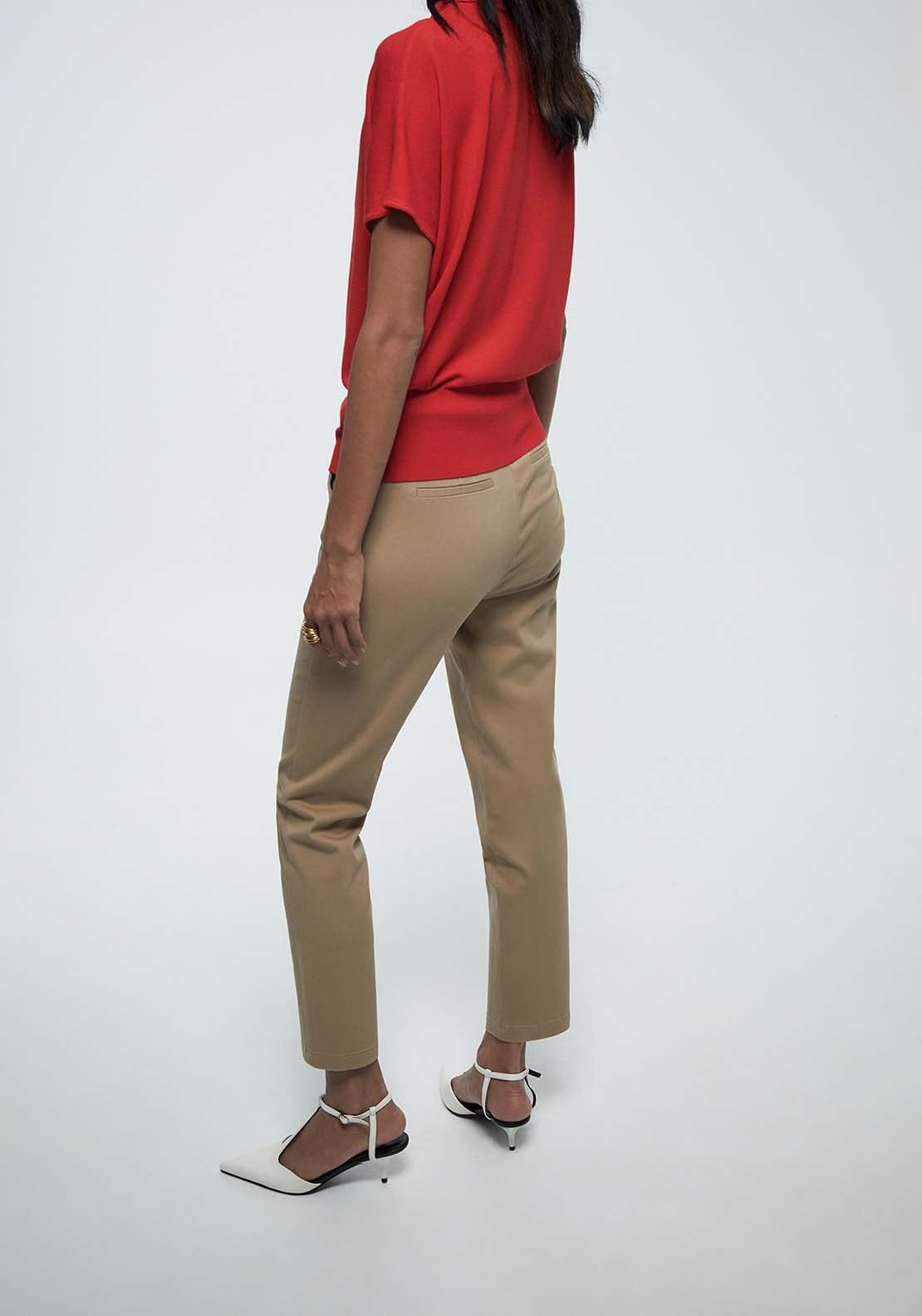 Belted Chino Trousers - Brown