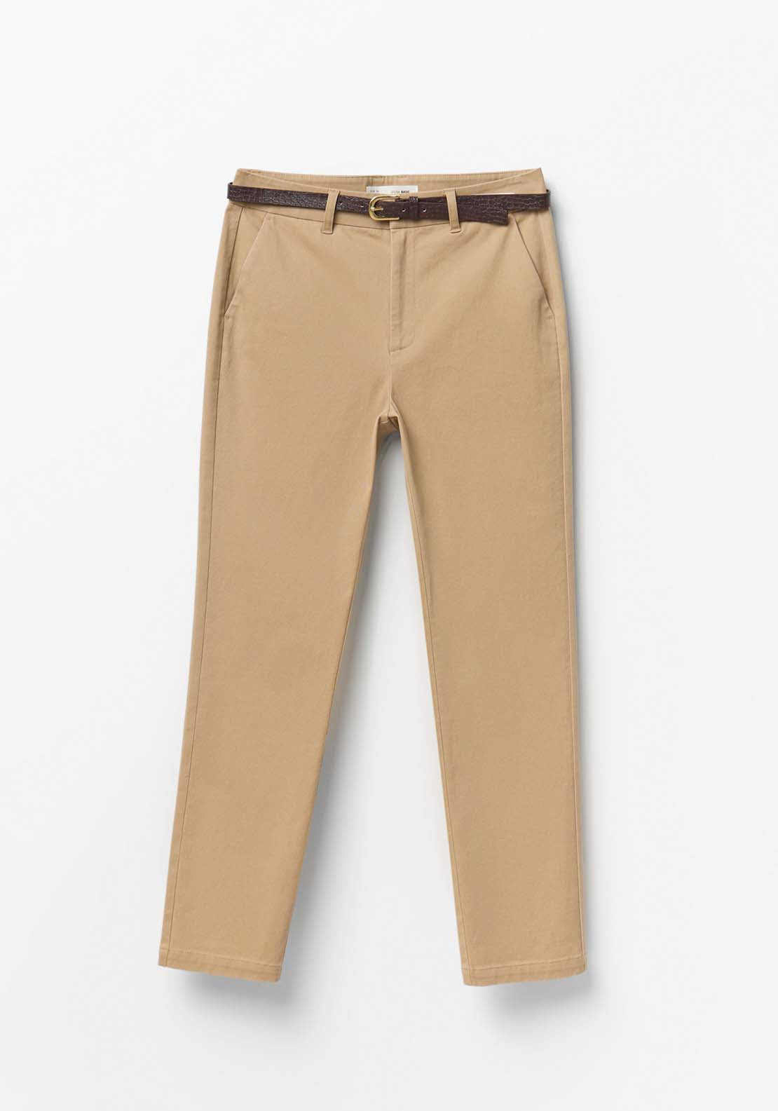 Belted Chino Trousers - Brown