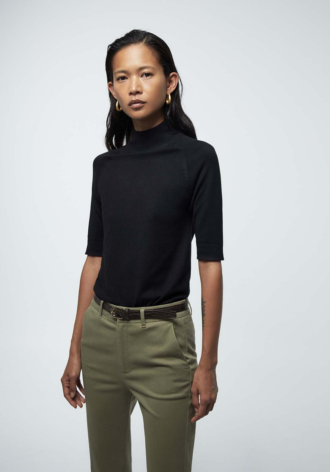 Belted Chino Trousers - Beige