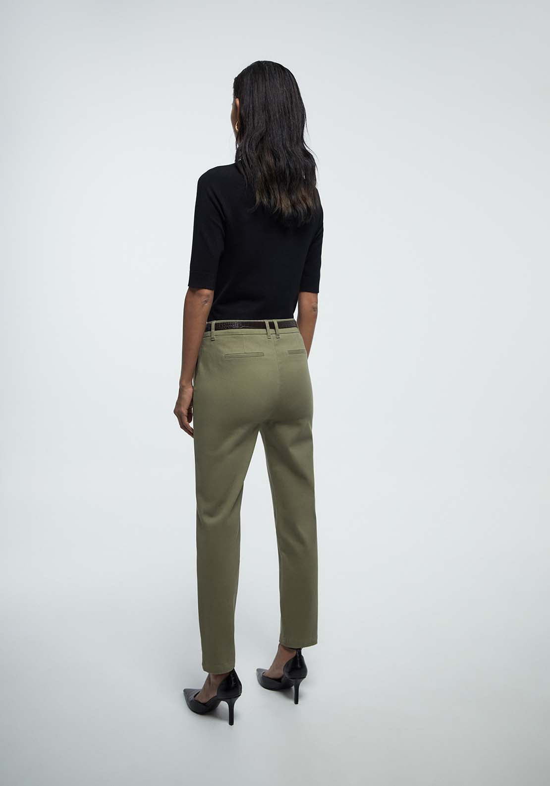 Belted Chino Trousers - Beige