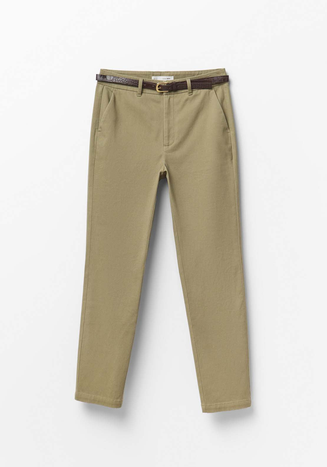 Belted Chino Trousers - Beige