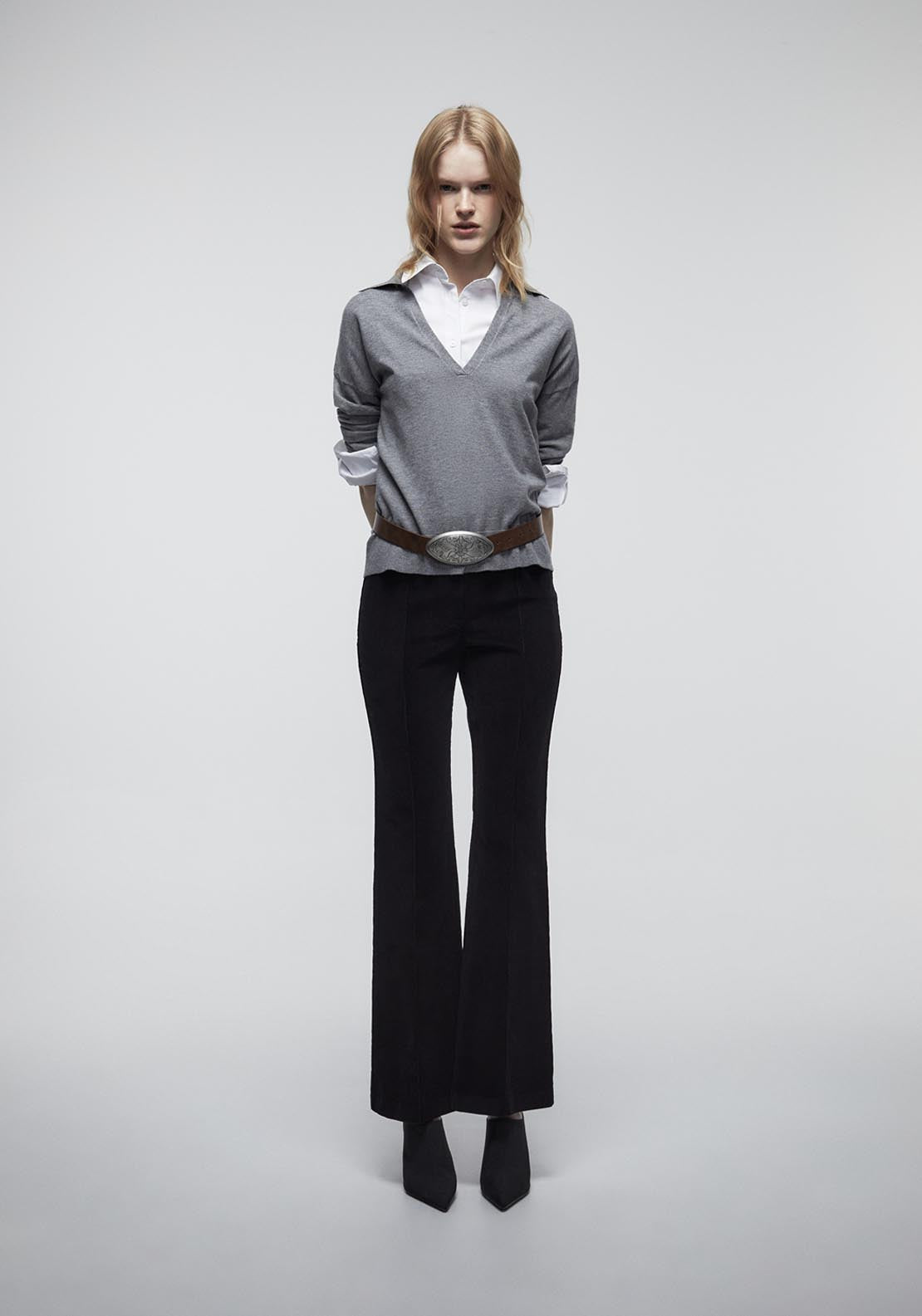 Sfera Flared Micro Corduroy Trousers - Black 5 Shaws Department Stores