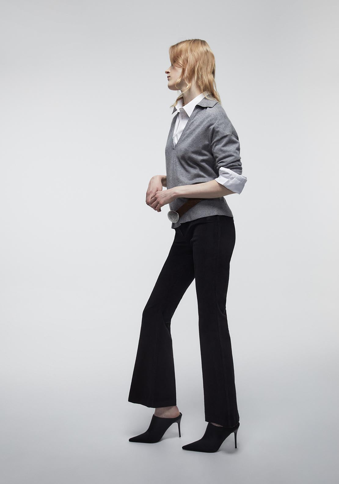 Sfera Flared Micro Corduroy Trousers - Black 3 Shaws Department Stores