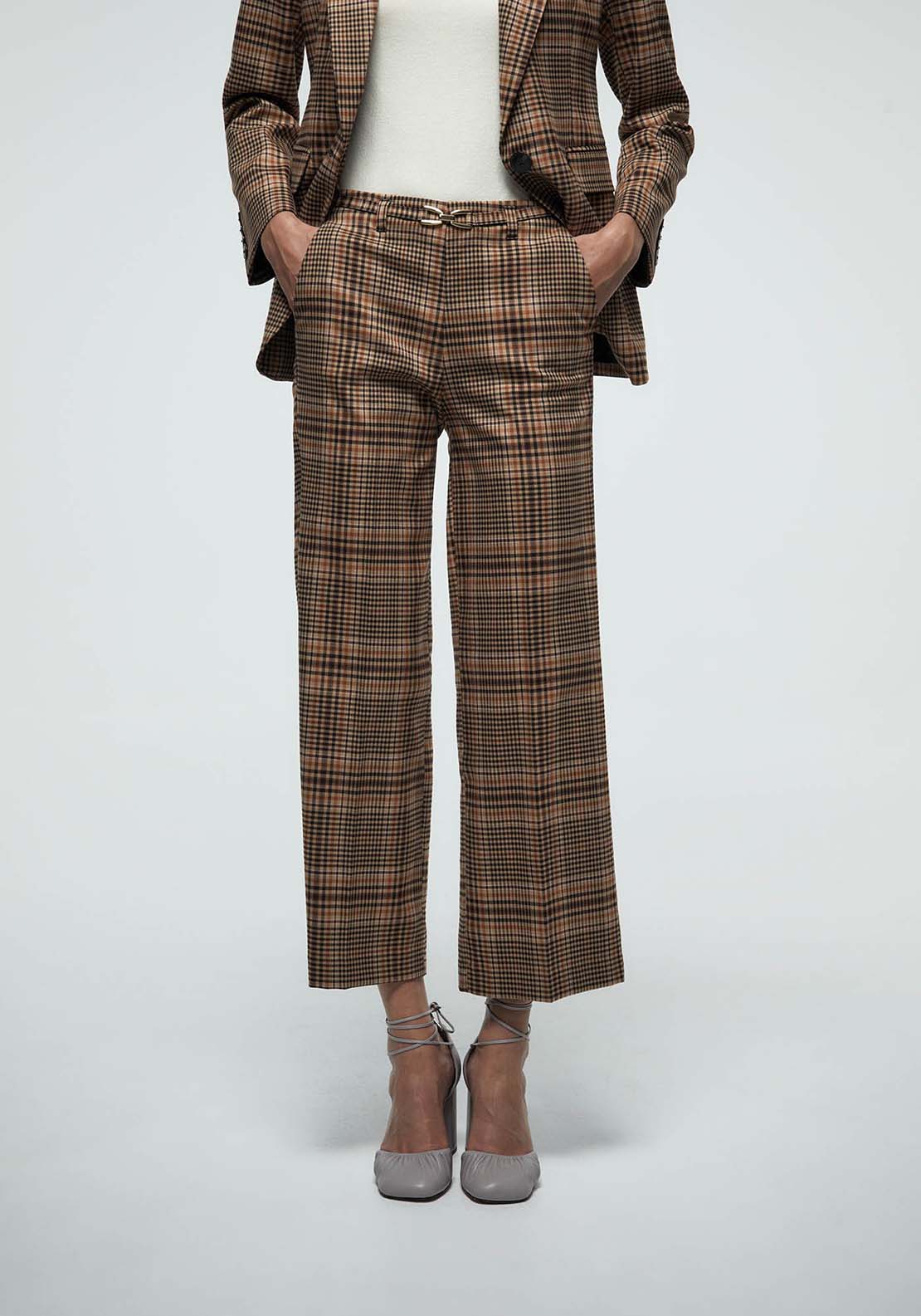 Buckle Detail Trousers - Tobacco
