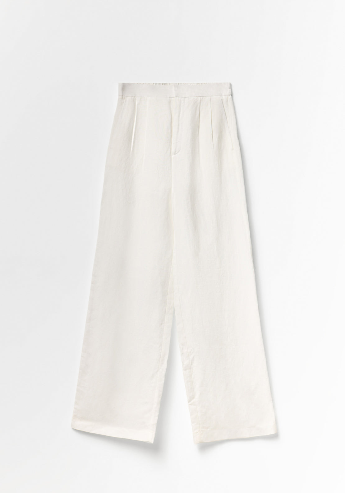 Pleated Formal Linen Trousers - White