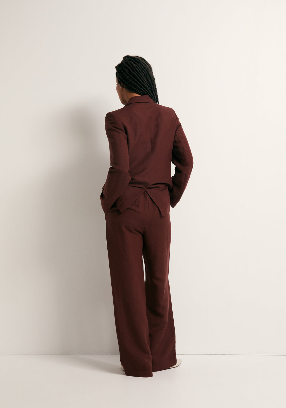 Pleated Formal Linen Trousers - Red