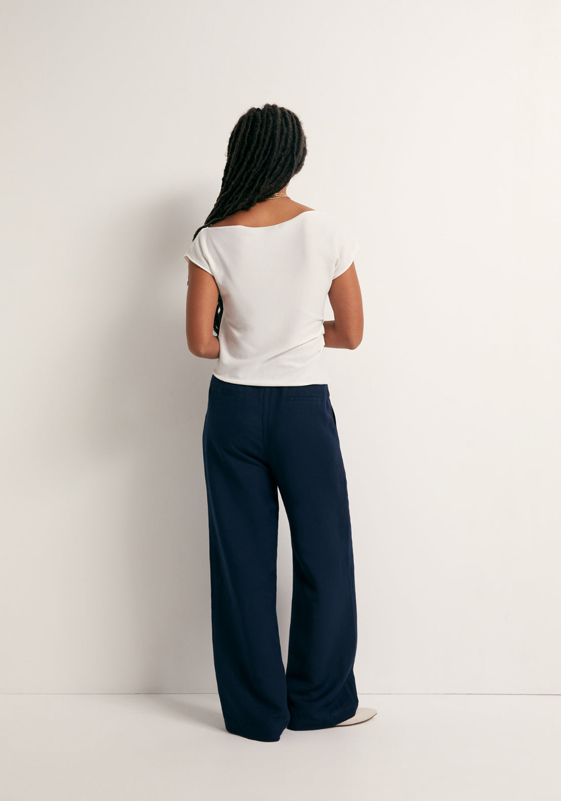 Pleated Formal Linen Trousers - Blue