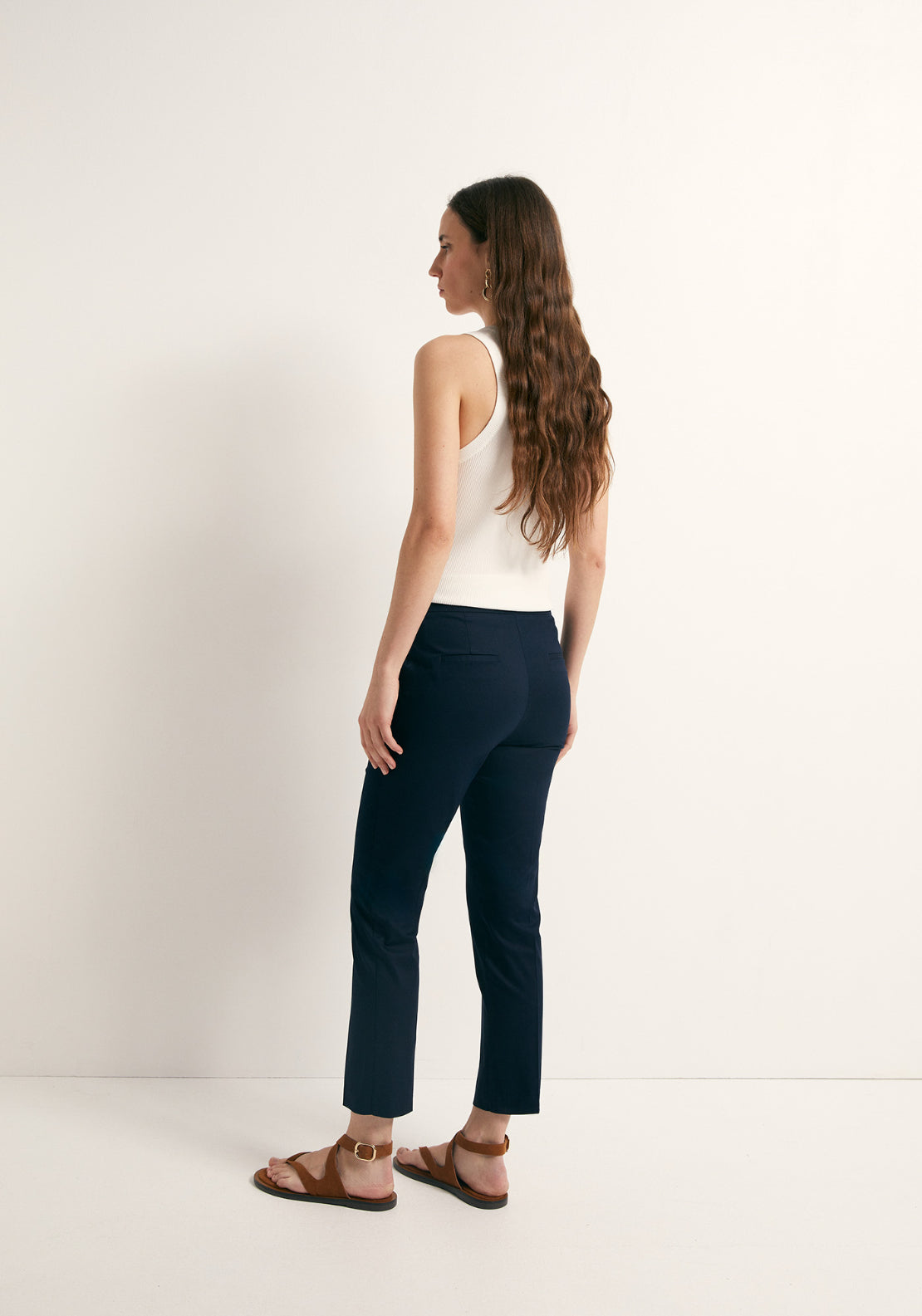 Buckle Detail Capri Trousers - Blue