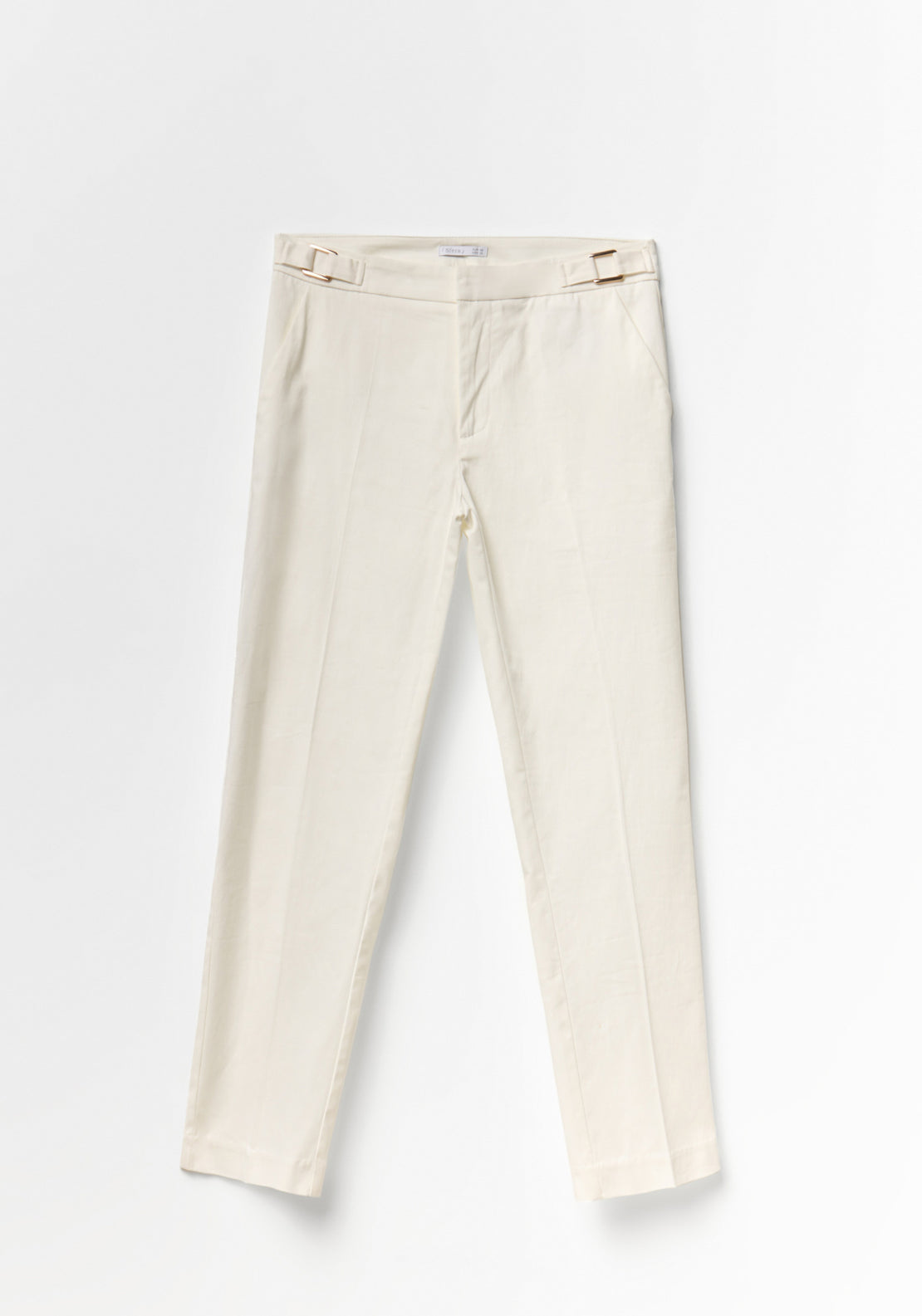 Buckle Detail Capri Trousers - White