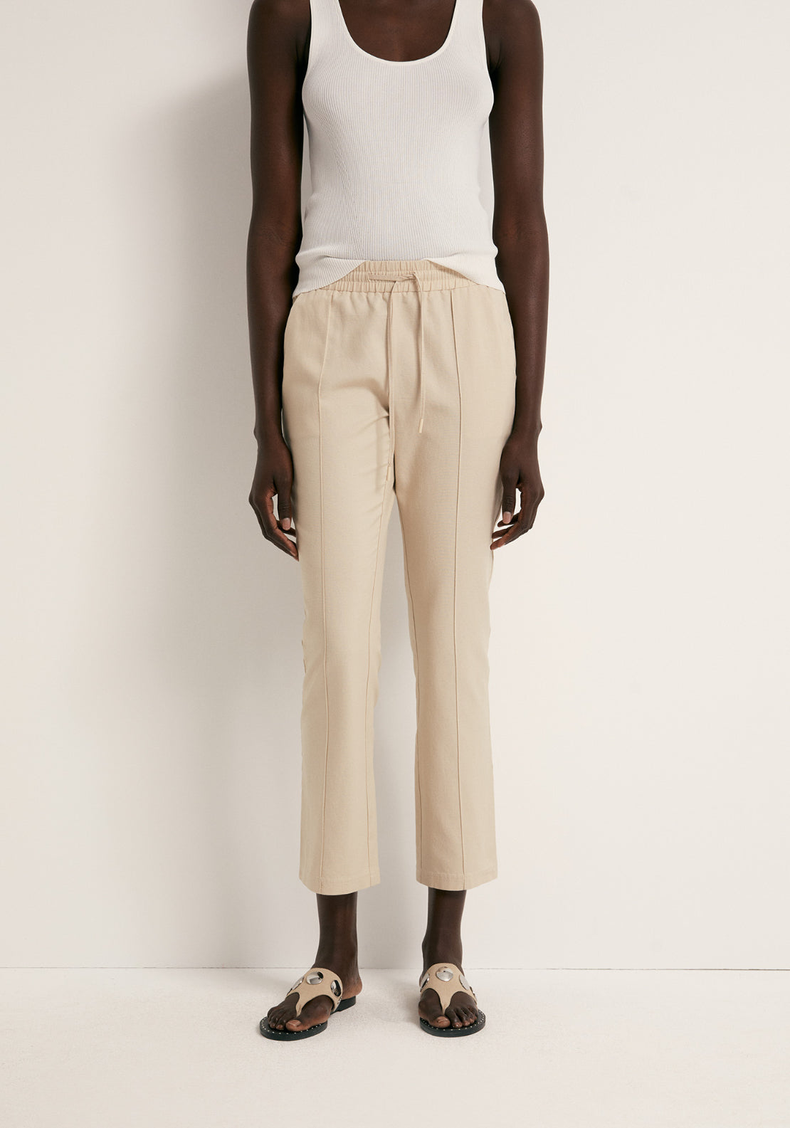 Loose-Fit Linen Trousers - Stone