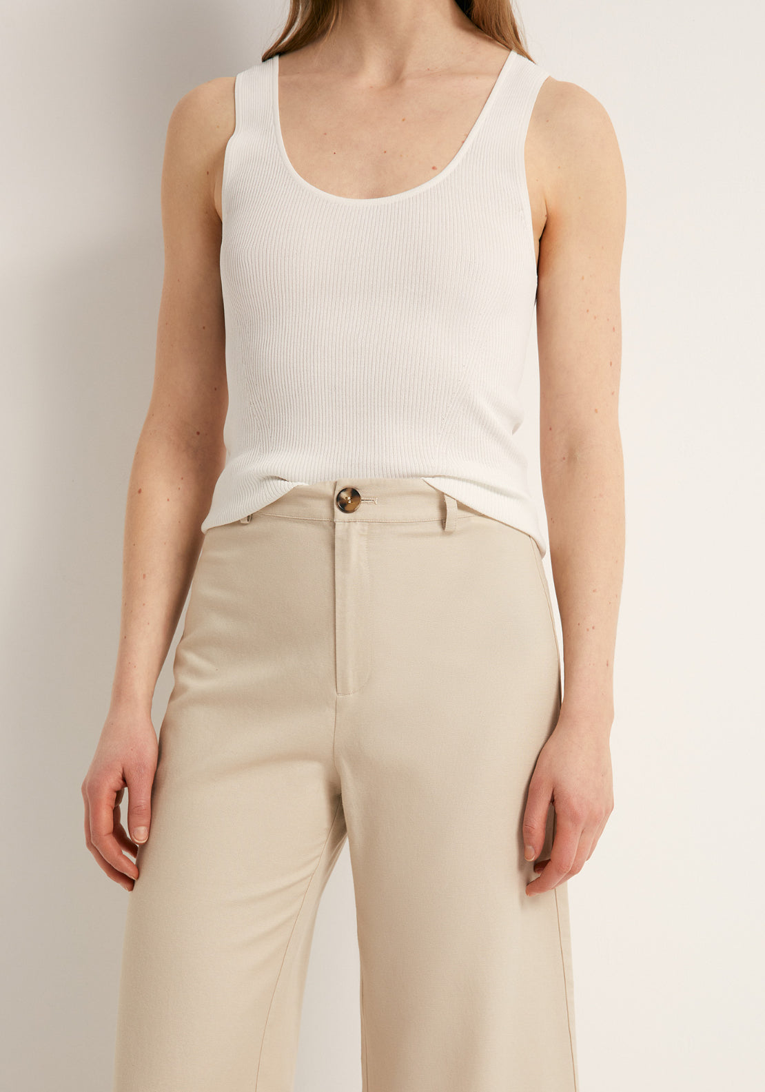 Linen Blend Culotte Trousers - Grey