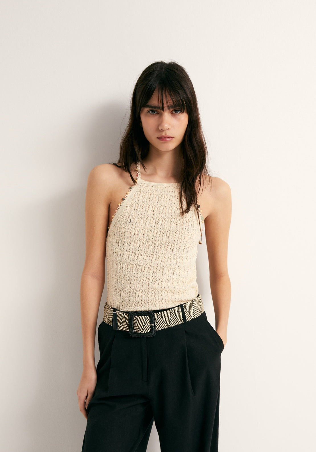 Linen Wide Leg Trousers - Black