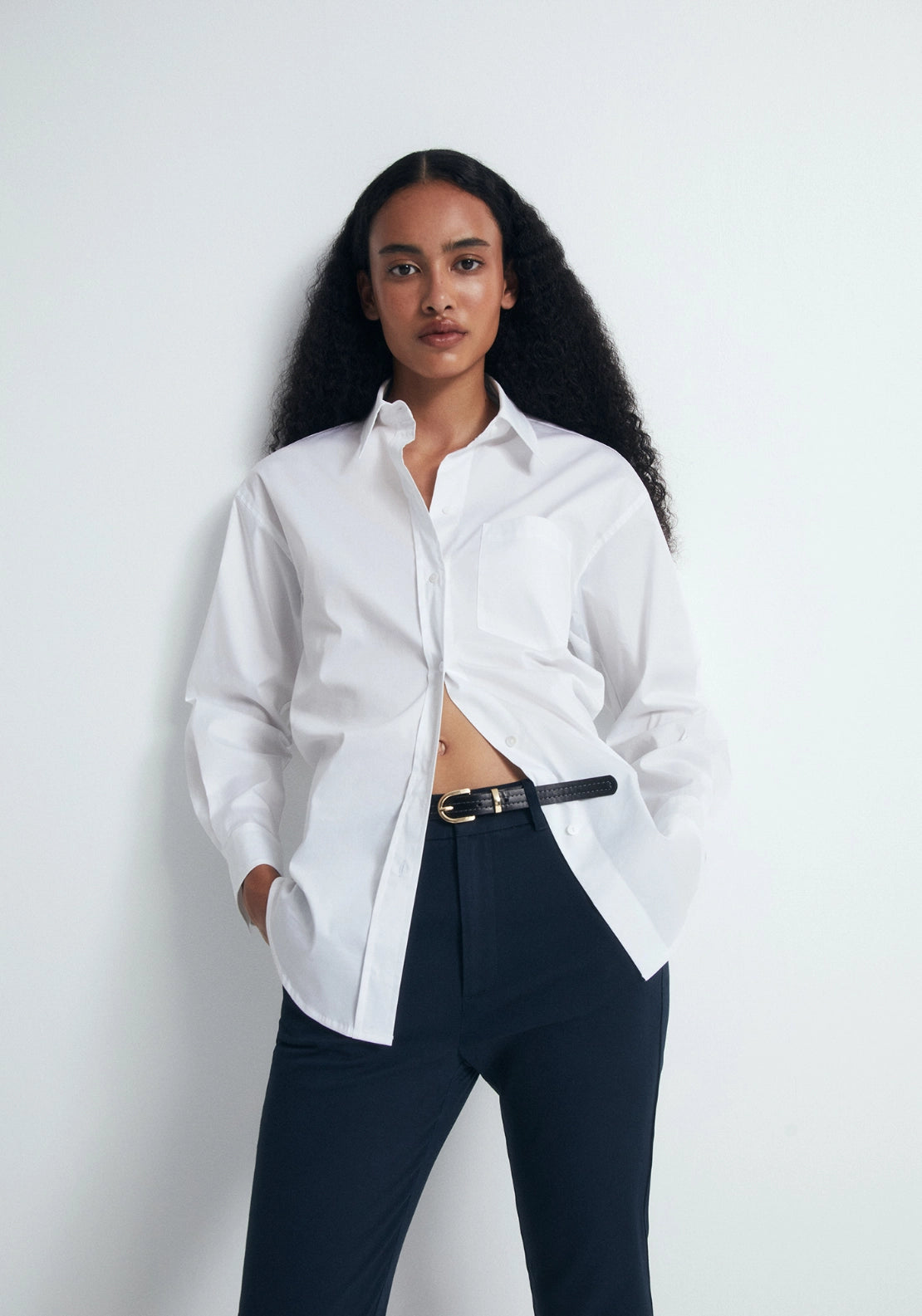 Belted Chino Trousers - Blue