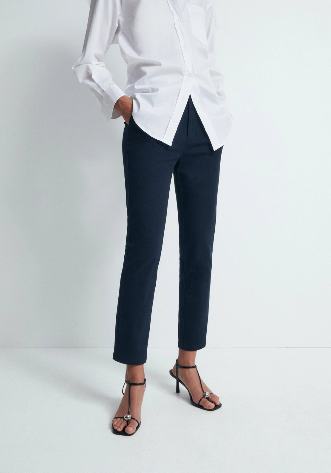Belted Chino Trousers - Blue