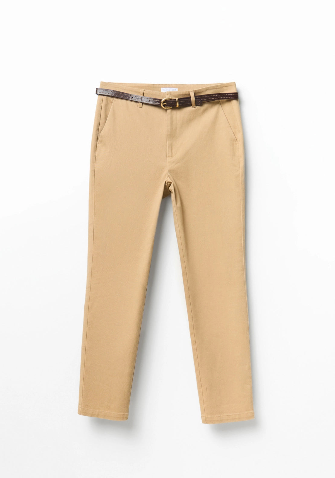 Belted Chino Trousers - Beige