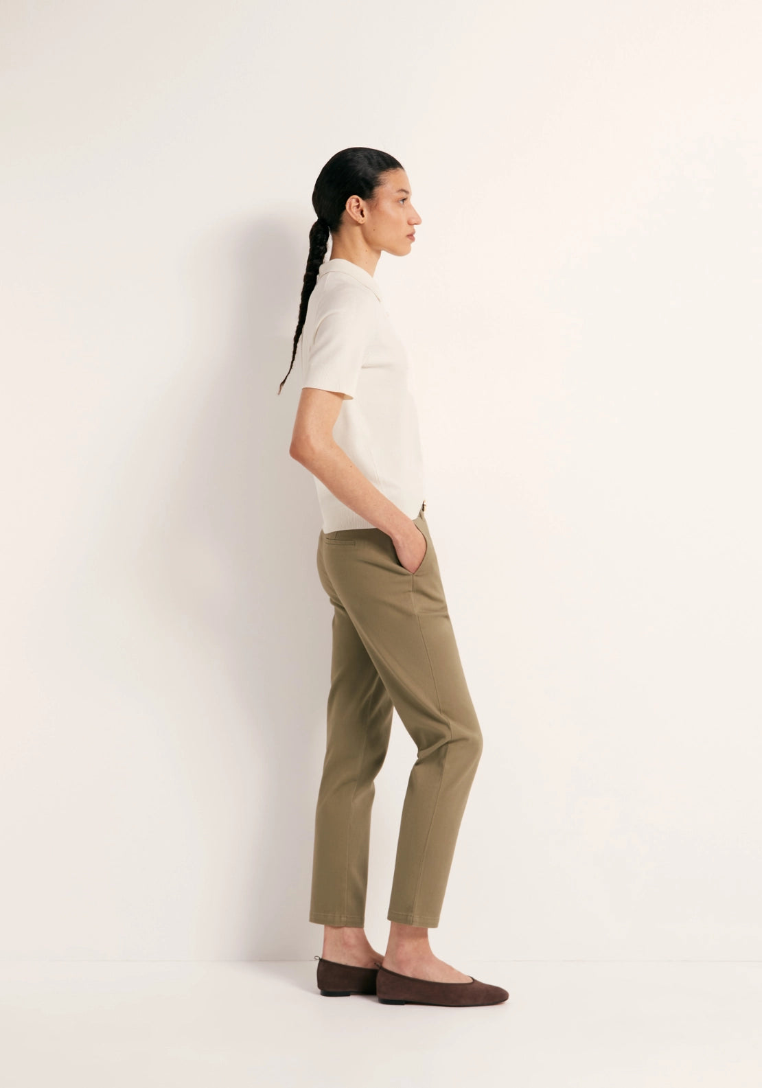 Belted Chino Trousers - Beige