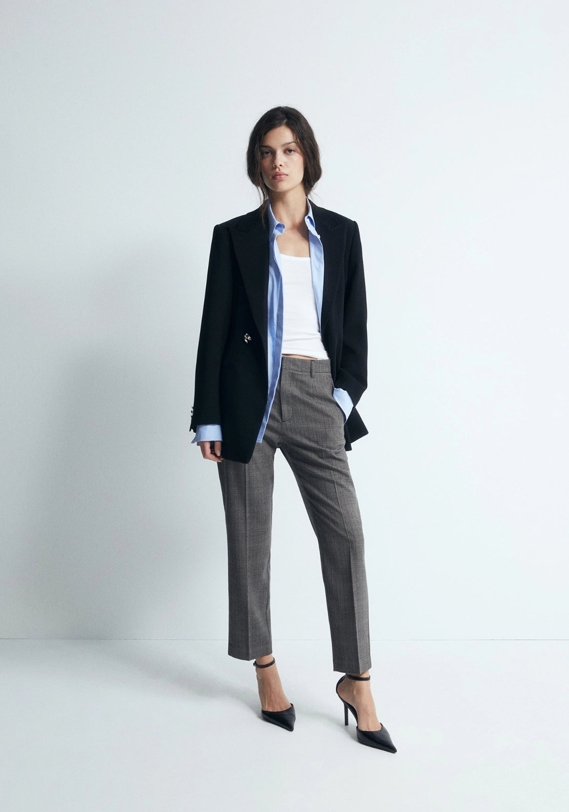 Straight Print Trousers - Grey