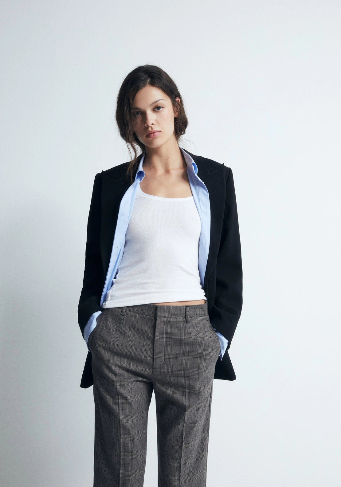 Straight Print Trousers - Grey